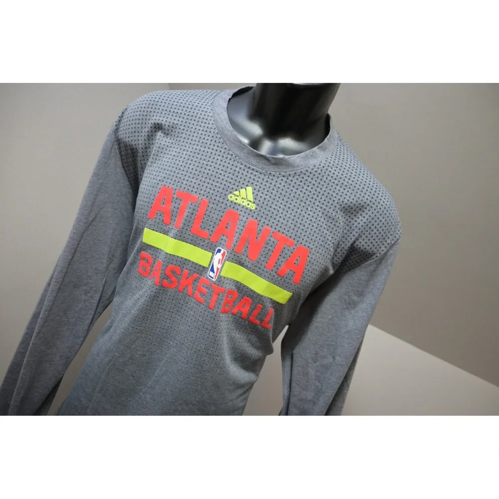 Adidas Long Sleeve Shirt Mens XXL Gray Atlanta Basketball NBA Aeroknit Excellent